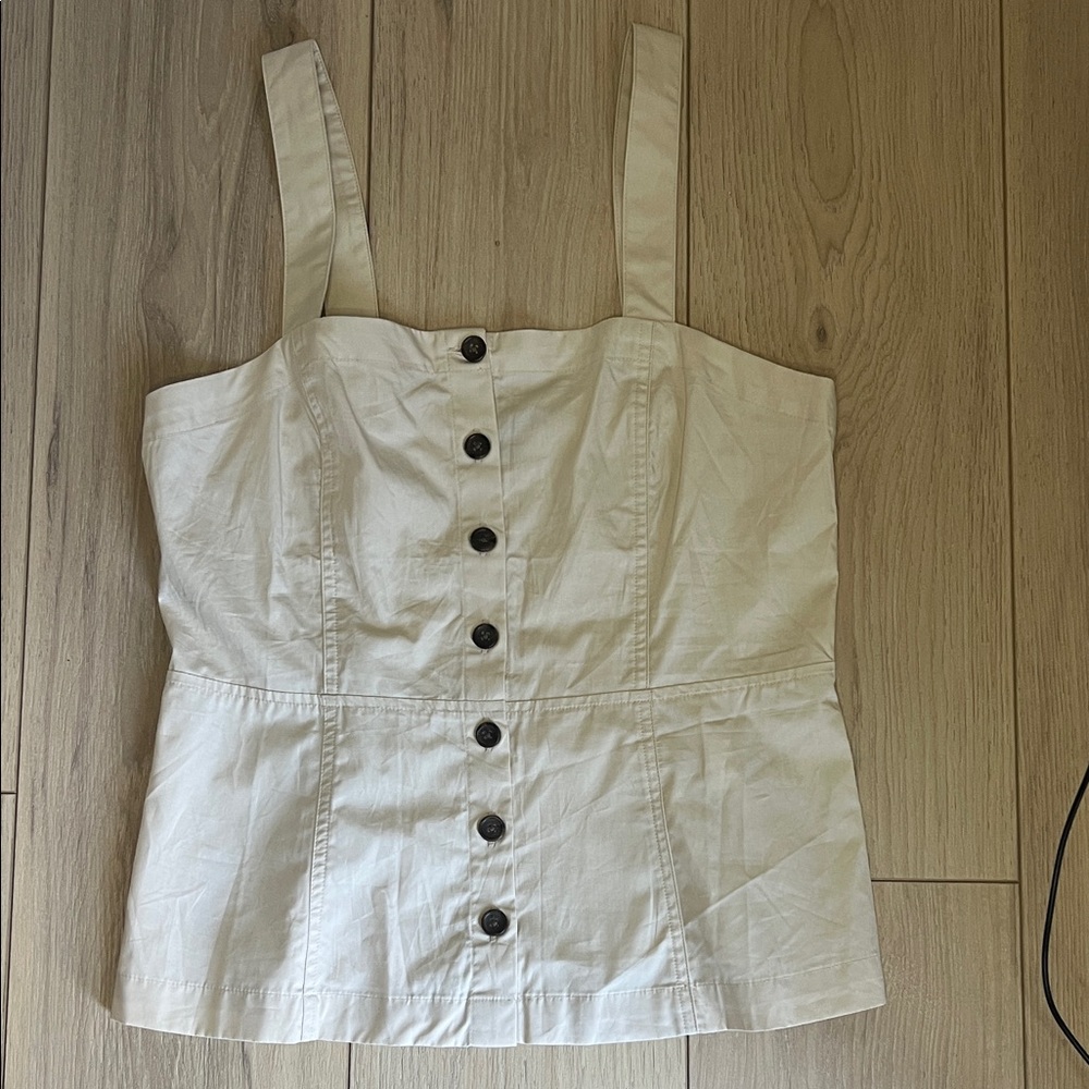 Banana Republic Factory Store Button Down Tank in Cream/Light Khaki